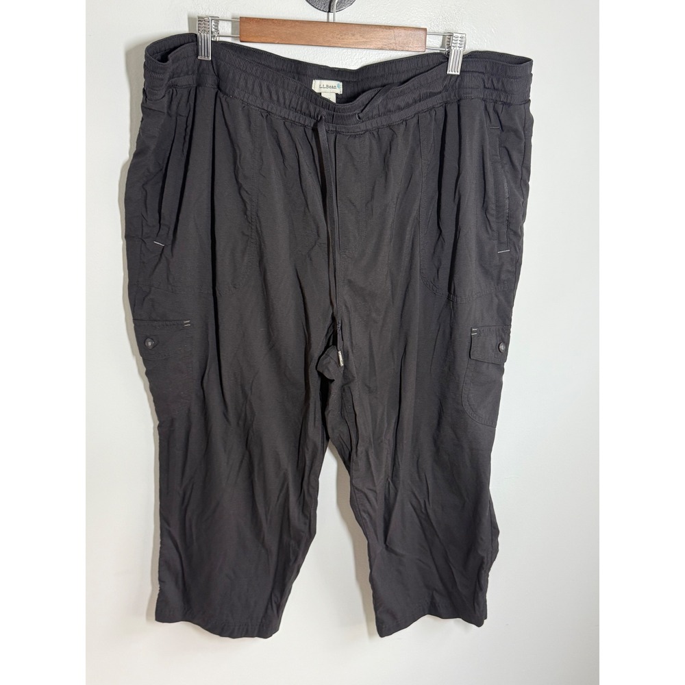 LL Bean Vista Camp Capris Womens 3X Gray Cargo Hiking Pants Ripstop Lightweight